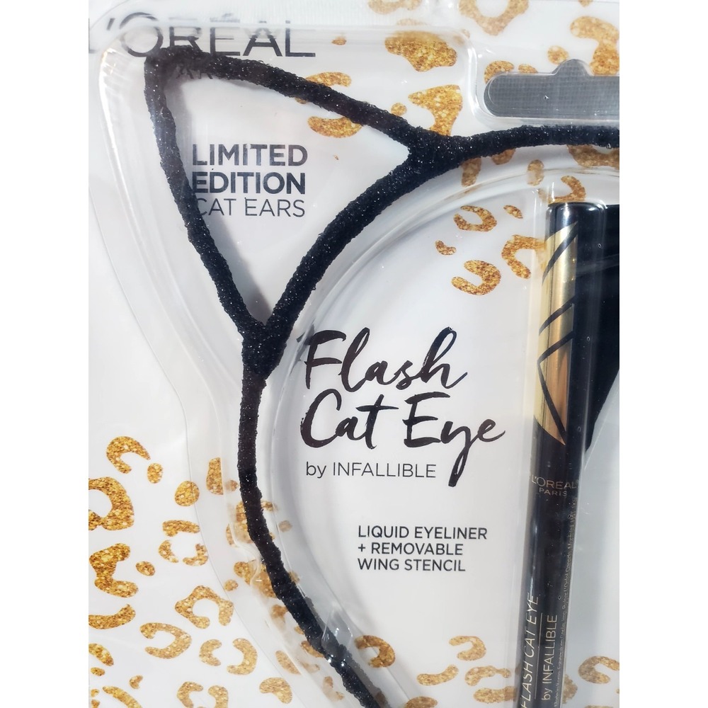 L'Oréal Flash Cat Eye Infallible Limited Edition Rare Cat Ears Stencil Set-Black - Picture 3 of 6